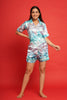 Resin Art Sky Blue and Pink Half Sleeve Shorts Set