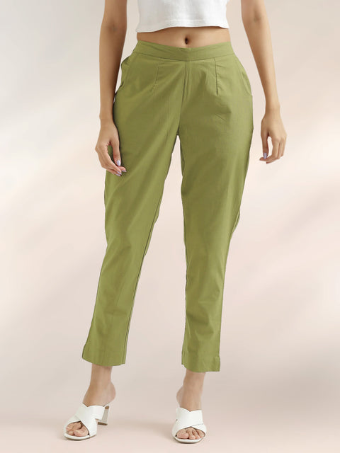 Women's Cotton Trouser Pant - Regular Fit for Office, School, and Casual Wear