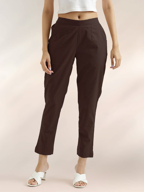 Women's Cotton Trouser Pant - Regular Fit for Office, School, and Casual Wear