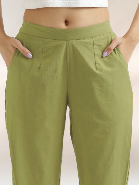 Women's Cotton Trouser Pant - Regular Fit for Office, School, and Casual Wear