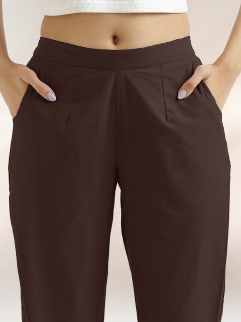 Women's Cotton Trouser Pant - Regular Fit for Office, School, and Casual Wear