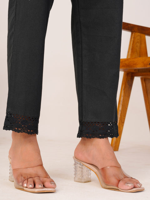 Disha Black Cotton Trouser Pant