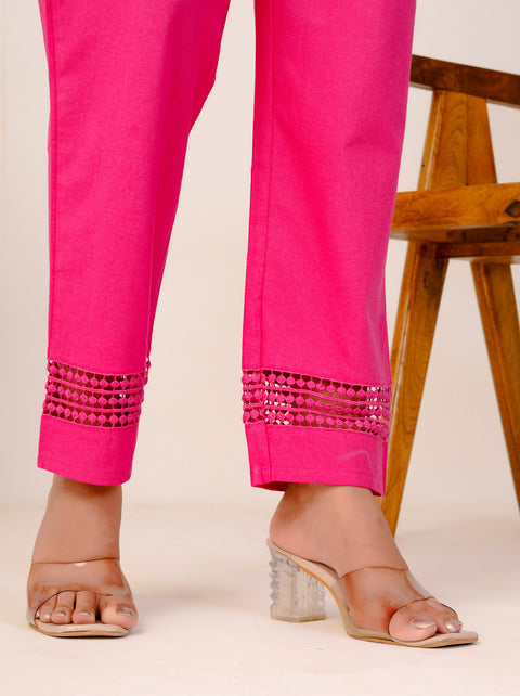 Navya Pink Cotton Trouser Pant