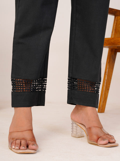 Navya Black Cotton Trouser Pant