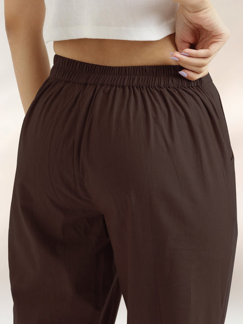 Women's Cotton Trouser Pant - Regular Fit for Office, School, and Casual Wear