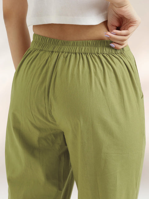 Women's Cotton Trouser Pant - Regular Fit for Office, School, and Casual Wear