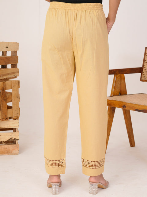 Navya Camel Cotton Trouser Pant