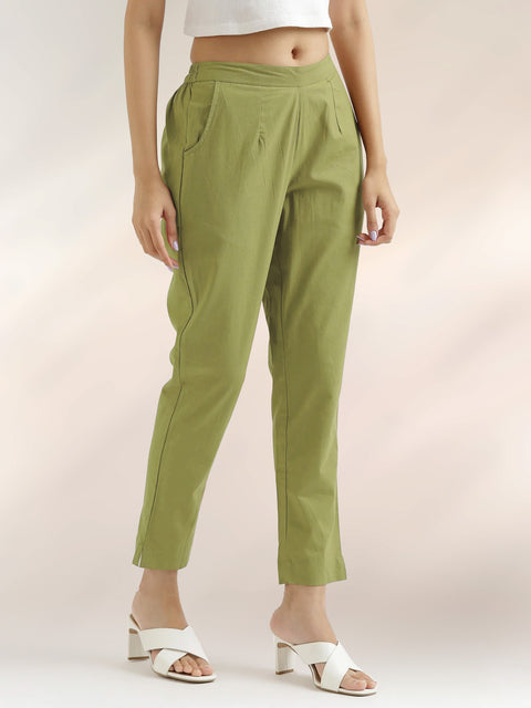 Women's Cotton Trouser Pant - Regular Fit for Office, School, and Casual Wear