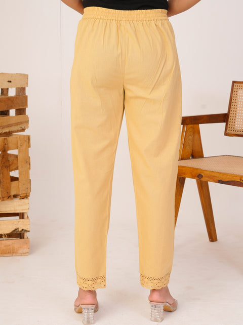 Disha Camel Cotton Trouser Pant