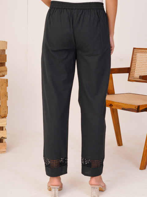 Navya Black Cotton Trouser Pant
