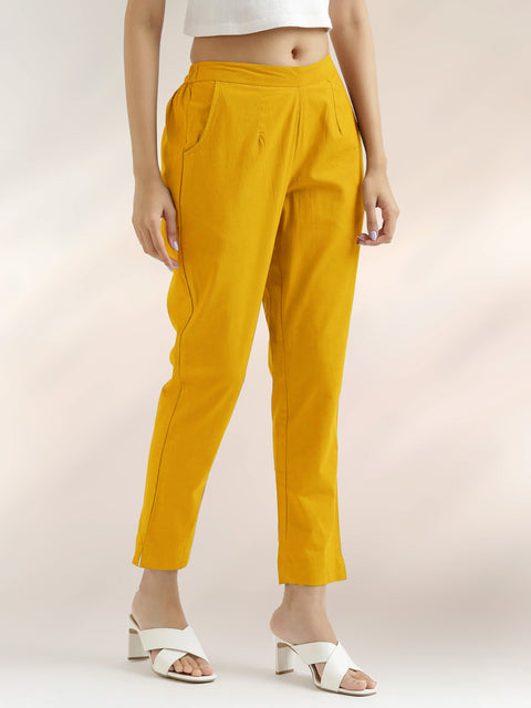 Women's Cotton Trouser Pant - Regular Fit for Office, School, and Casual Wear