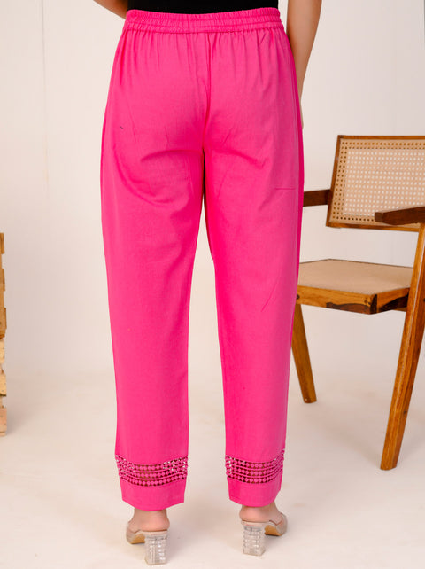 Navya Pink Cotton Trouser Pant