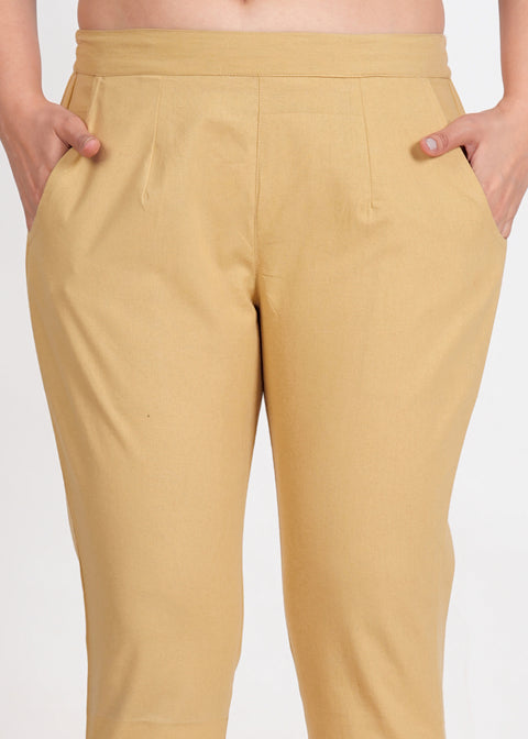 Women's Camel Cotton Trouser Pant