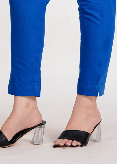 Women's Royal Blue Cotton Trouser Pant