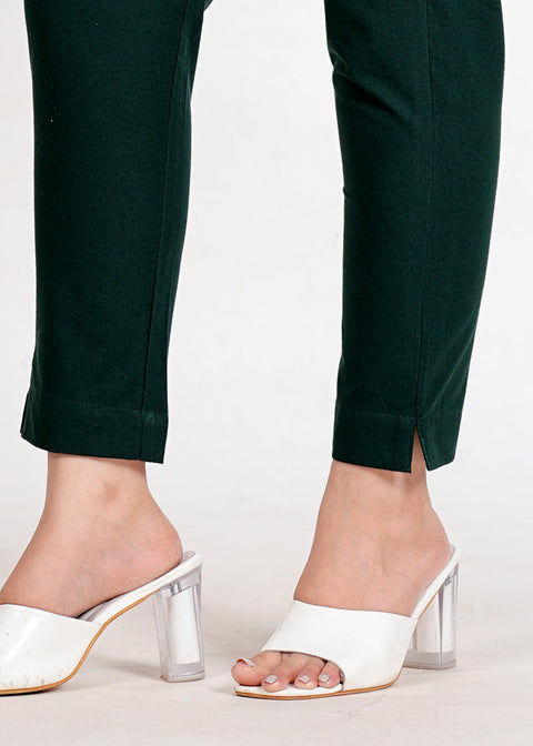 Women's Bottle Green Cotton Trouser Pant