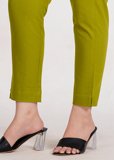 Women's Parrot Green Cotton Trouser Pant