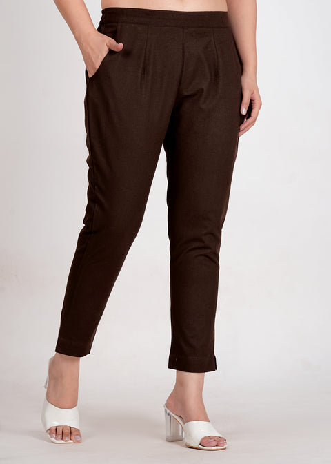 Women's Dark Chocolate Cotton Trouser Pant