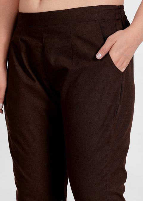 Women's Dark Chocolate Cotton Trouser Pant