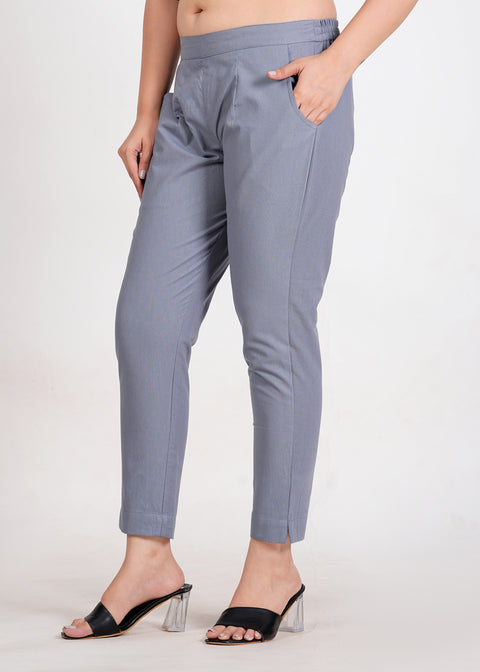 Women's Slate Grey Cotton Trouser Pant