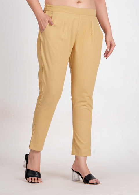 Women's Camel Cotton Trouser Pant