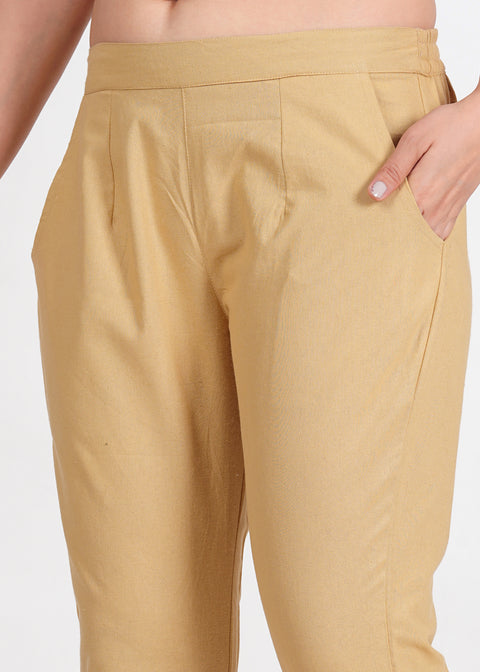 Women's Camel Cotton Trouser Pant