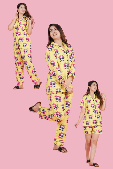 Pretty Panda Star Combo Night Wear