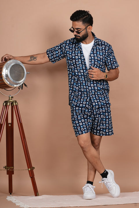 Stunning Geometric Print Blue Co-ords