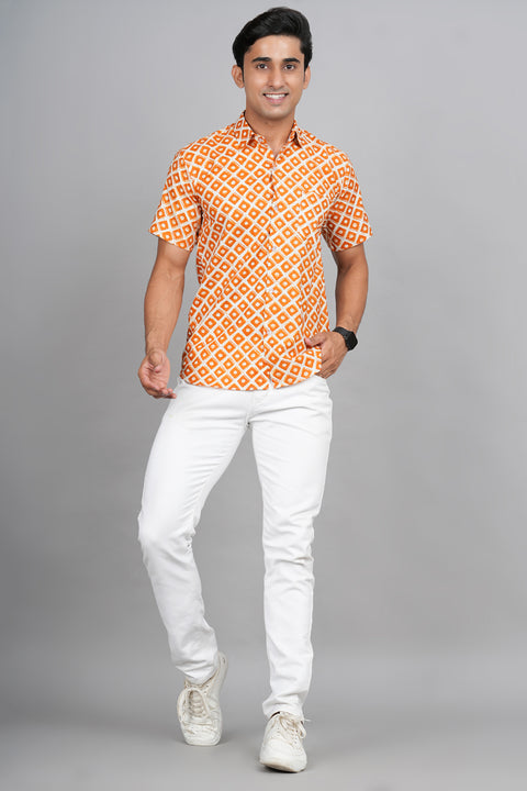 Mandarin Magic: Jaipuri Block Printed Shirt