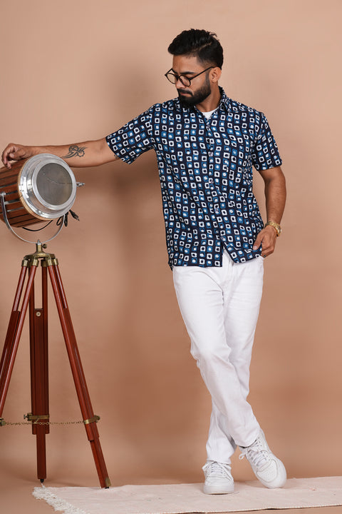 Stunning Geometric Print Blue Shirt