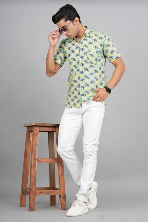 Elephant Jaipuri Block Printed Shirt