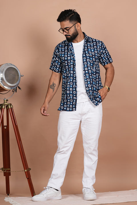 Stunning Geometric Print Blue Shirt