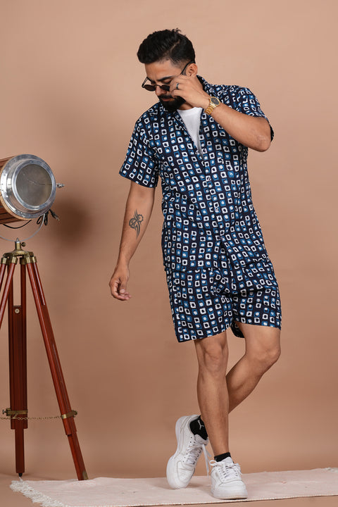 Stunning Geometric Print Blue Co-ords