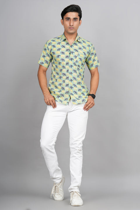 Elephant Jaipuri Block Printed Shirt