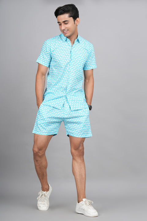 Floral Essence: White Flower Jaipuri Block Printed Shirt