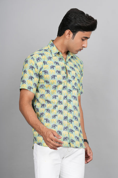 Elephant Jaipuri Block Printed Shirt