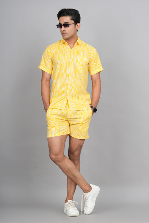 Sunshine Stripe: Yellow and White Printed Shirt