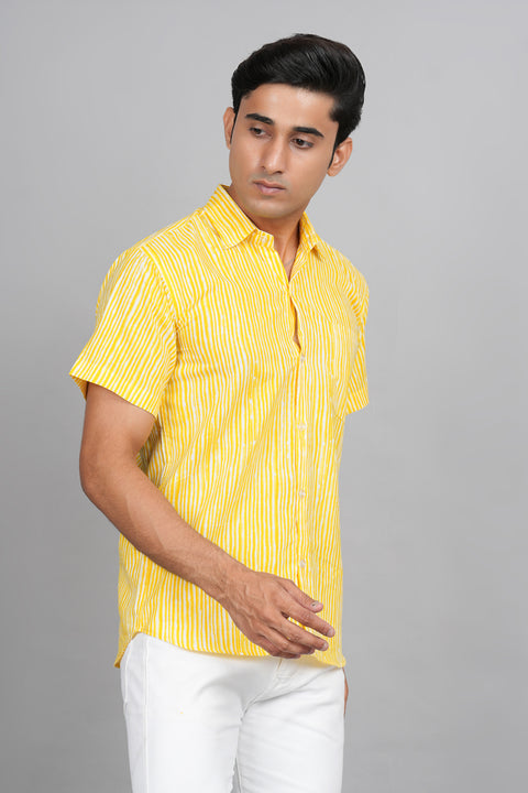 Sunshine Stripe: Yellow and White Printed Shirt