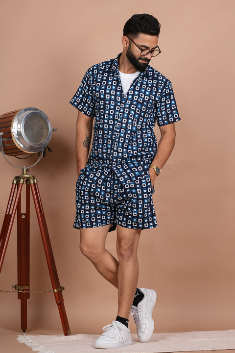 Stunning Geometric Print Blue Co-ords