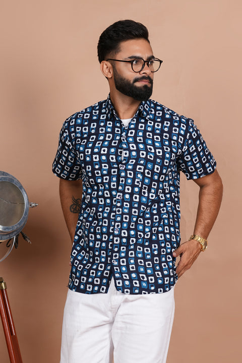Stunning Geometric Print Blue Shirt