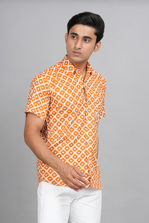 Mandarin Magic: Jaipuri Block Printed Shirt