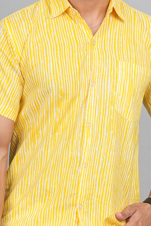 Sunshine Stripe: Yellow and White Printed Shirt