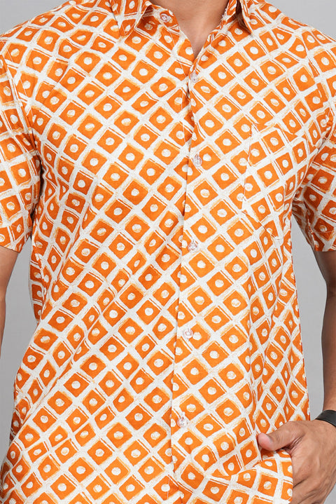 Mandarin Magic: Jaipuri Block Printed Shirt