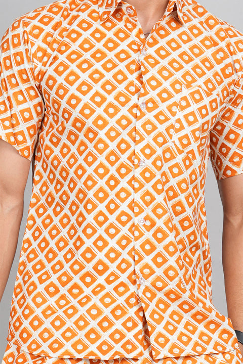 Mandarin Magic: Jaipuri Block Printed Shirt