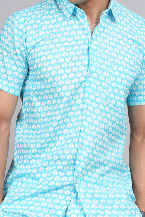 Floral Essence: White Flower Jaipuri Block Printed Shirt