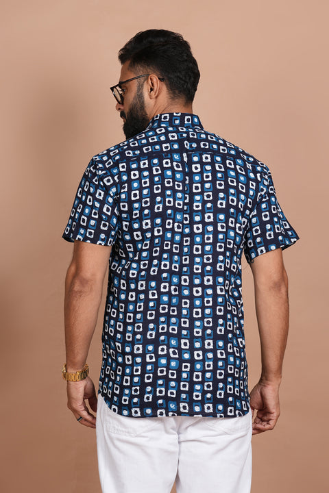 Stunning Geometric Print Blue Shirt