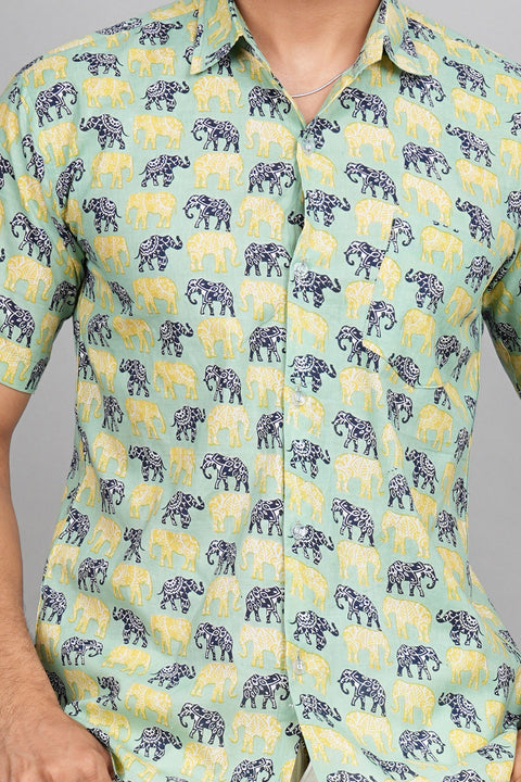 Elephant Jaipuri Block Printed Shirt