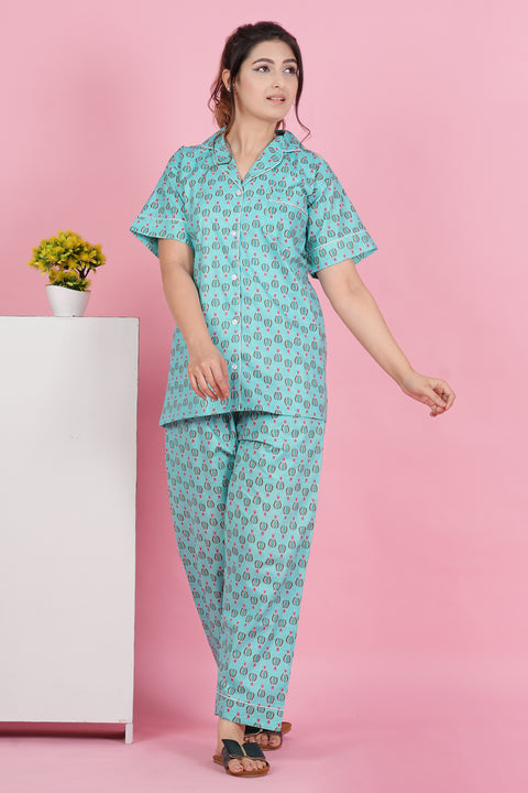 Parachute Adventure: Half Sleeve Pyjama Cotton Night Wear Set