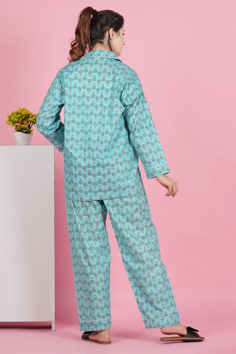Parachute Adventure: Full Sleeve Pyjama Cotton Night Wear Set