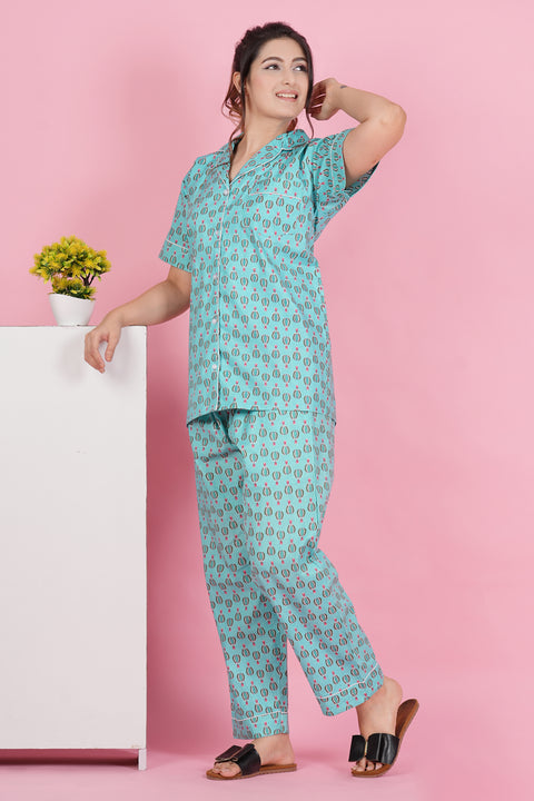 Parachute Adventure: Half Sleeve Pyjama Cotton Night Wear Set