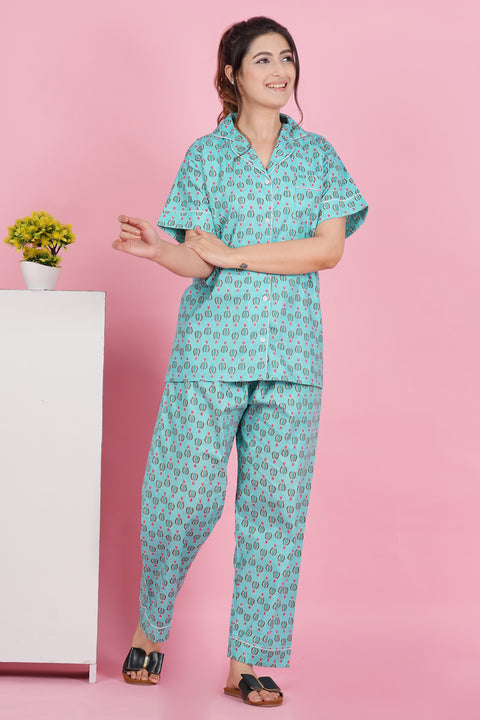 Parachute Adventure: Half Sleeve Pyjama Cotton Night Wear Set